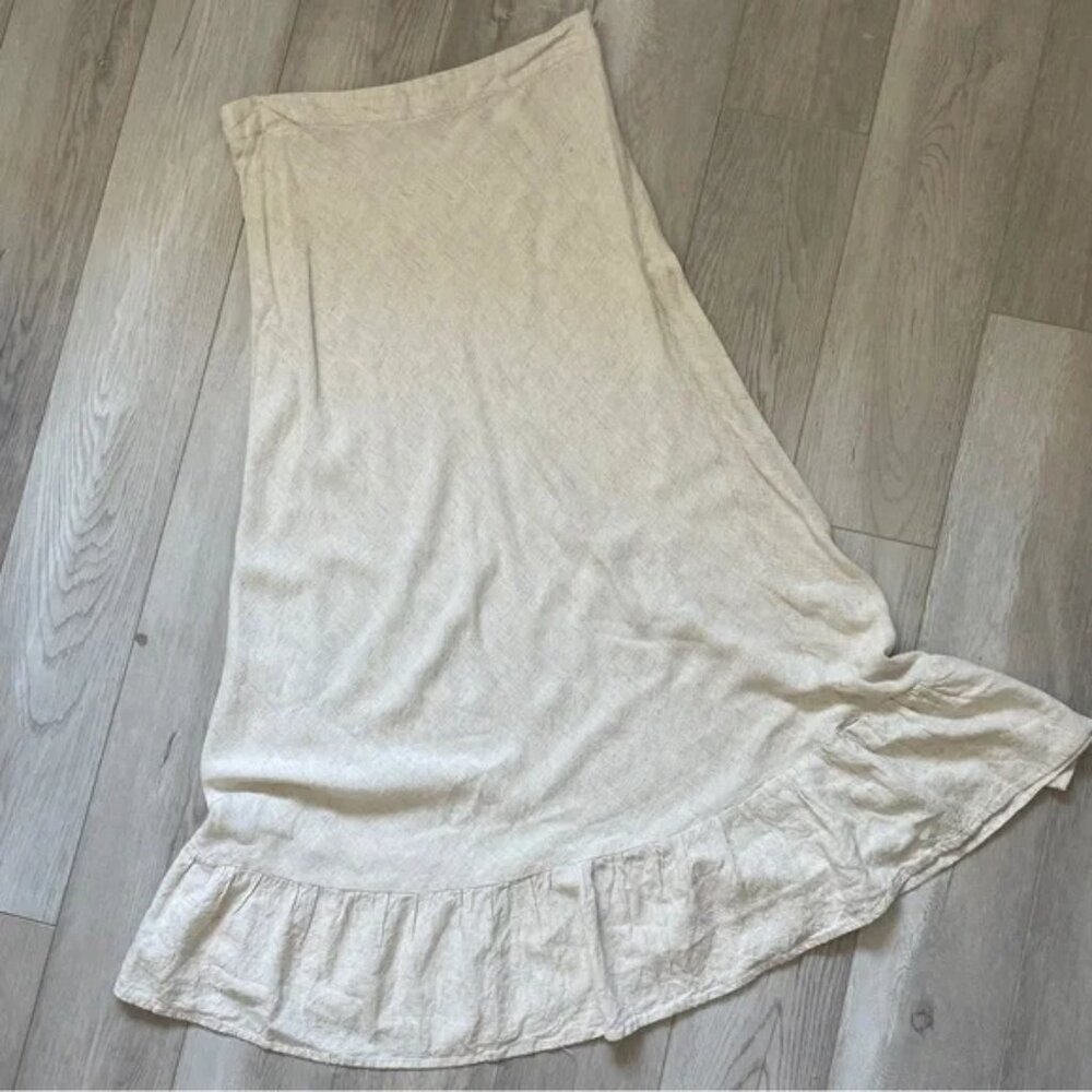Princess Polly Linen Blend Ruffle Maxi Skirt ( Size US 8) coastal grandma